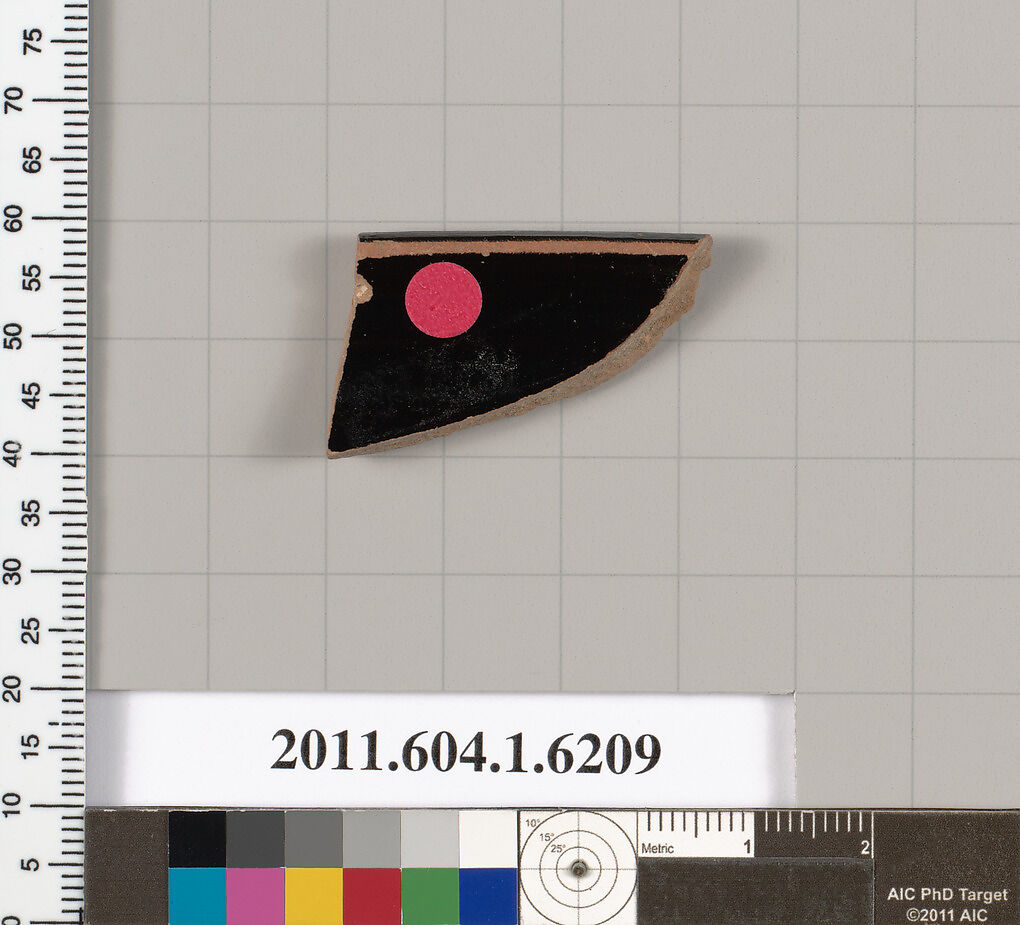 Terracotta rim fragment of a kylix (drinking cup), Terracotta, Greek, Attic