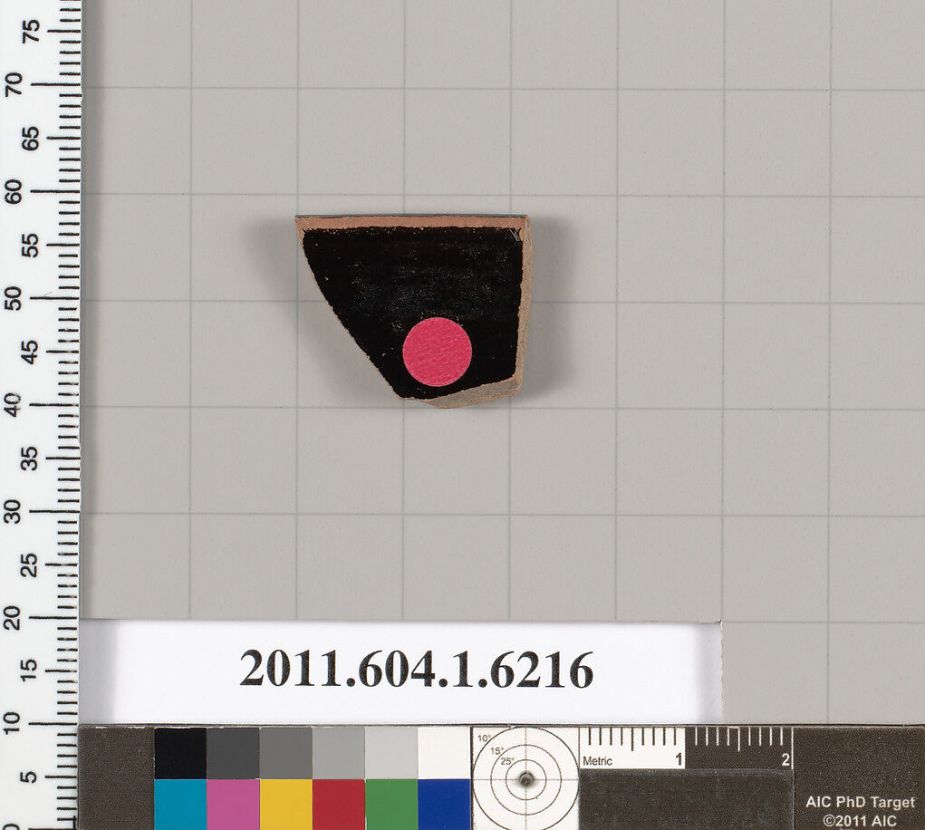 Terracotta rim fragment of a kylix (drinking cup), Terracotta, Greek, Attic