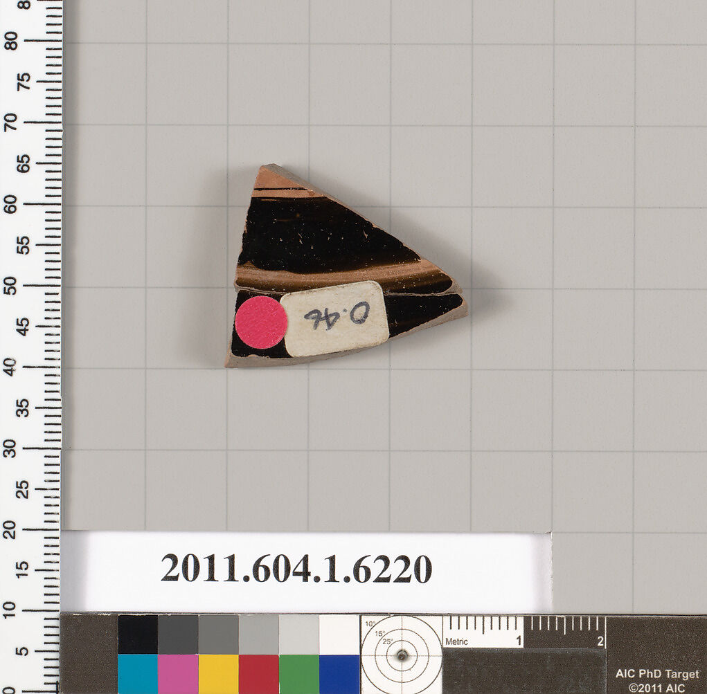 Terracotta fragment of a kylix (drinking cup), Terracotta, Greek, Attic