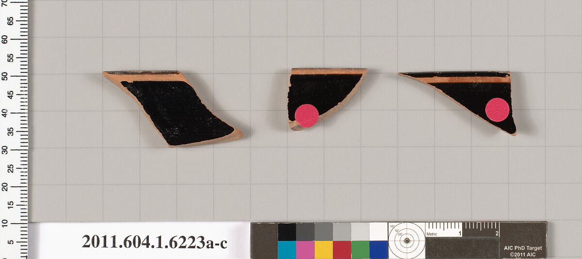 Terracotta rim fragments of kylikes (drinking cups), Terracotta, Greek, Attic