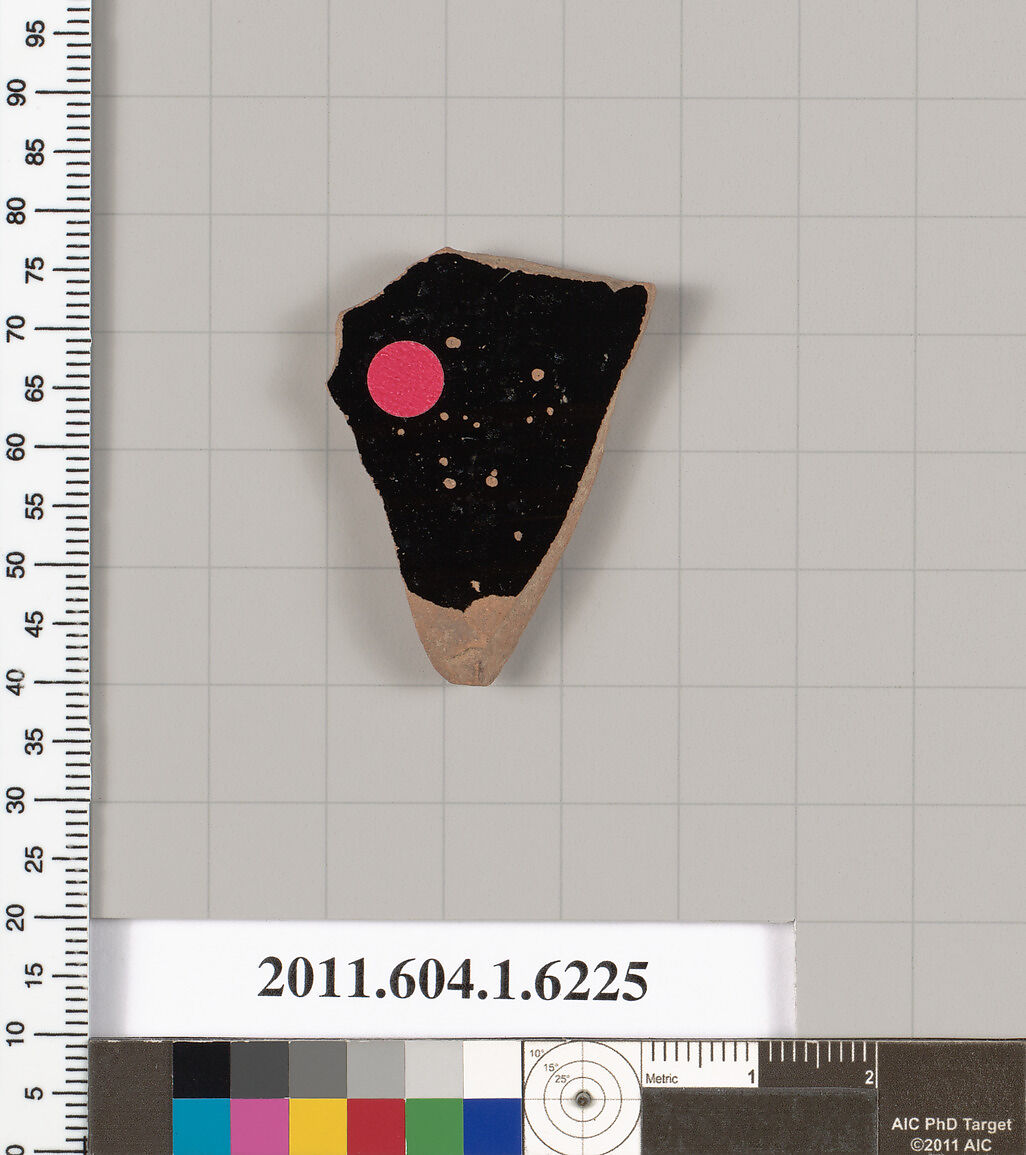 Terracotta fragment of a kylix (drinking cup), Terracotta, Greek, Attic