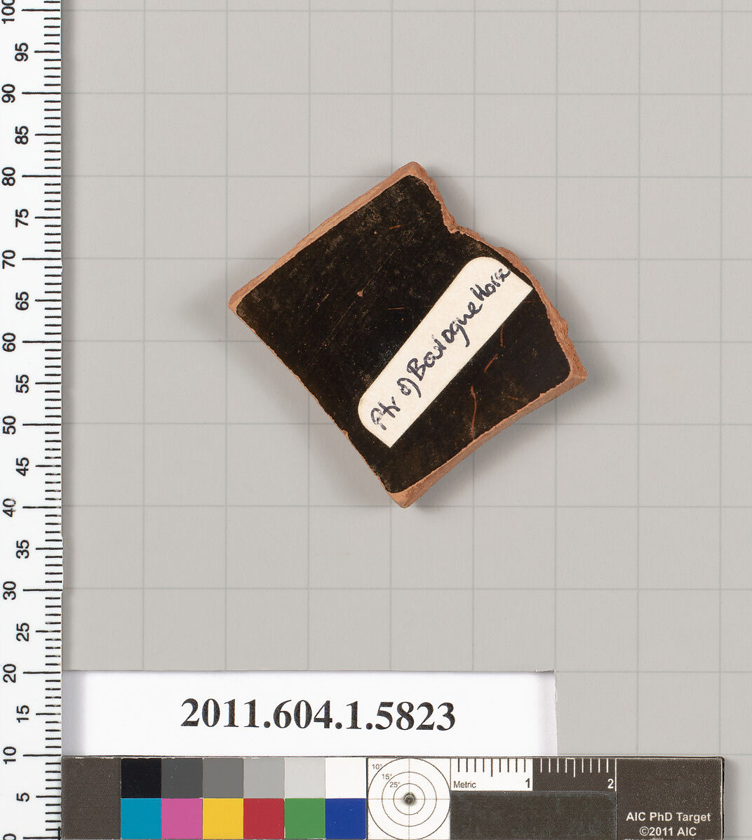 Terracotta fragment of a kylix: eye-cup  (drinking cup), Attributed to the Painter of the Boulogne Horse [DvB], Terracotta, Greek, Attic