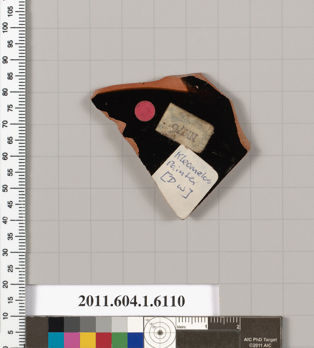 Terracotta fragment of a kylix (drinking cup), Attributed to the Kleomelos Painter [Dyfri Williams], Terracotta, Greek, Attic