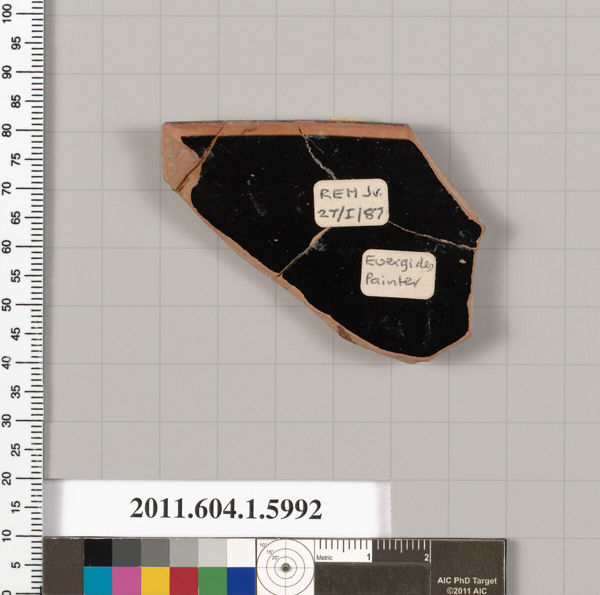 Terracotta rim fragment of a kylix (drinking cup), Attributed to the Euergides Painter [DvB], Terracotta, Greek, Attic