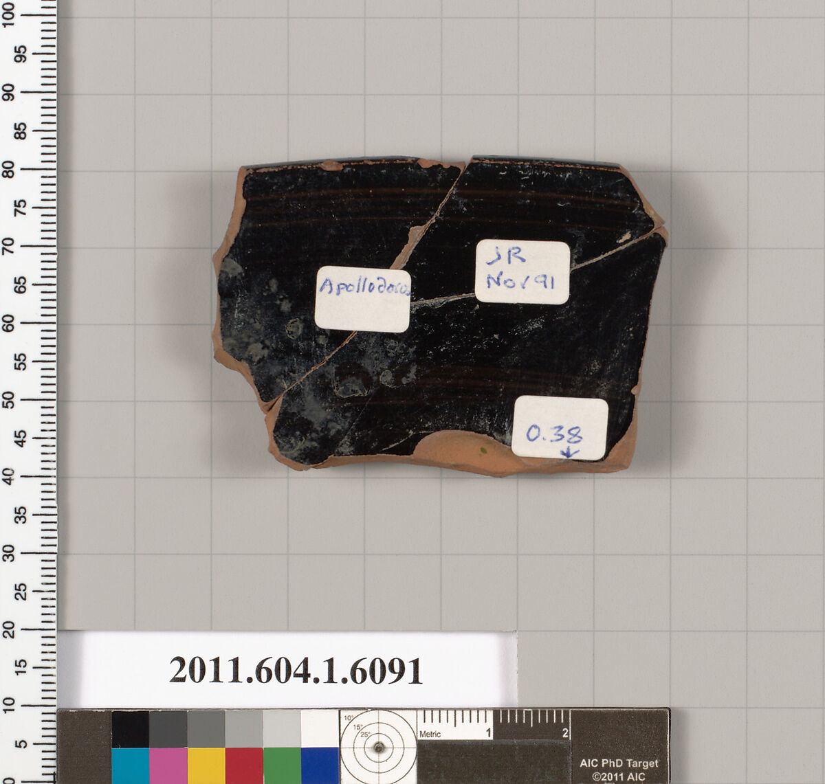 Terracotta rim fragment of a kylix (drinking cup), Attributed to Apollodoros [DvB], Terracotta, Greek, Attic