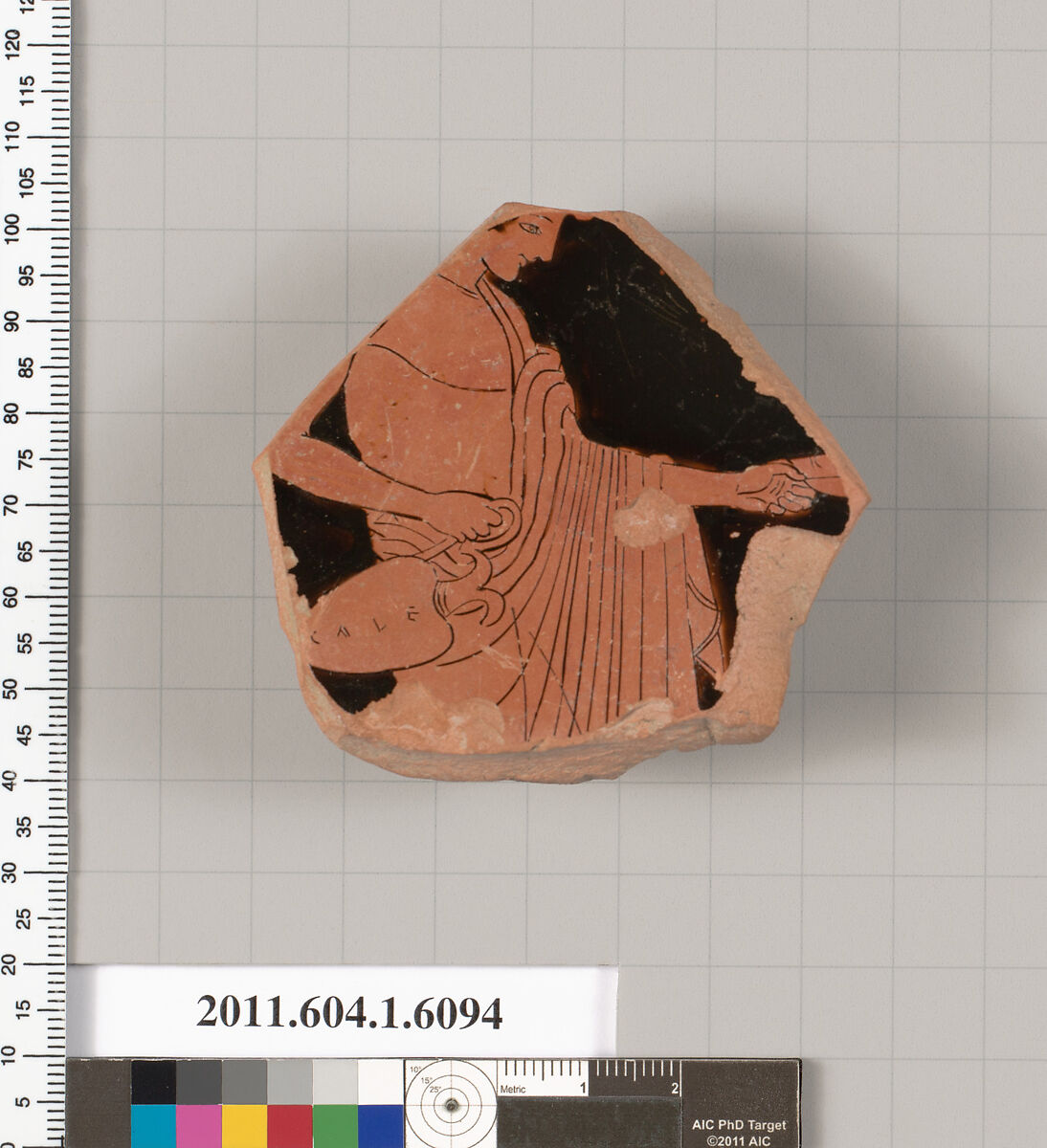 Terracotta fragment of a kylix (drinking cup), Attributed to Apollodoros [DvB], Terracotta, Greek, Attic 