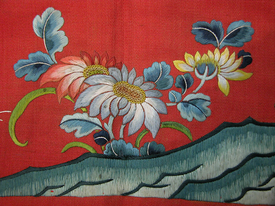 Valance, Silk, metallic thread;  on silk;  lined with cotton, China