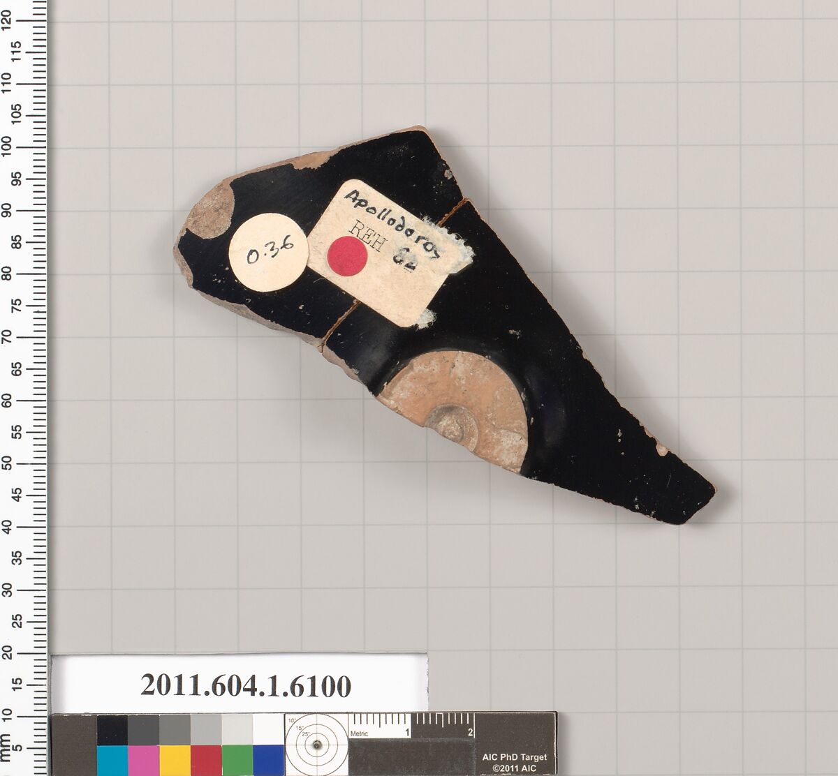 Terracotta fragment of a kylix (drinking cup), Attributed to Apollodoros [DvB], Terracotta, Greek, Attic
