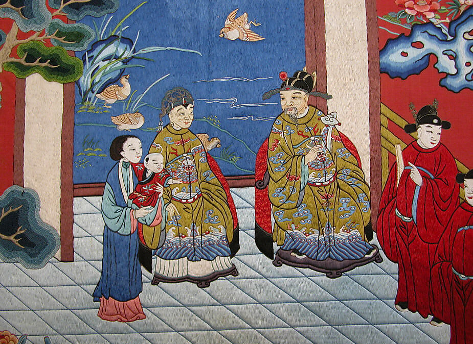 Valance, Silk, metallic thread;  on silk;  lined with cotton, China