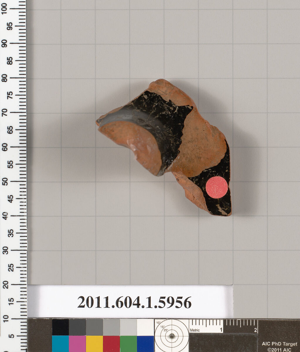 Terracotta fragment of a kylix (drinking cup), Attributed to Skythes [DvB], Terracotta, Greek, Attic