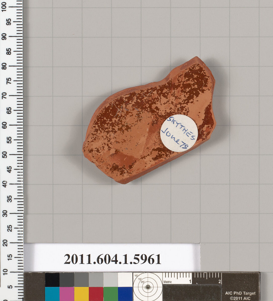 Terracotta fragment of a kylix (drinking cup), Attributed to Skythes [DvB], Terracotta, Greek, Attic