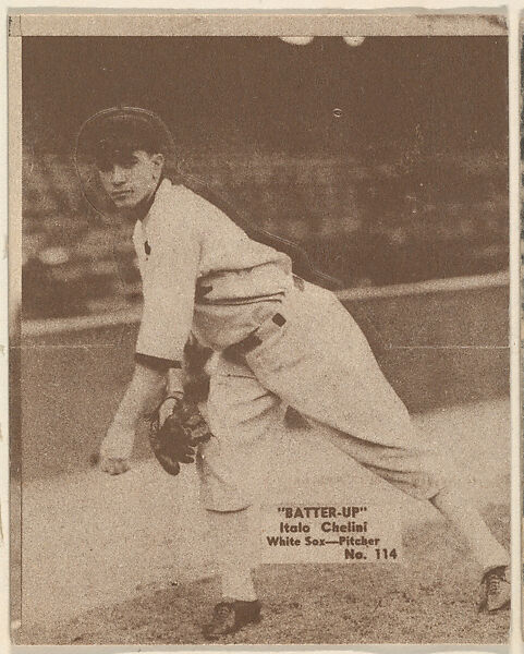 Card 114, Italo Chelini, White Sox, Pitcher (Brown), from the Batter Up series (R318) issued by the National Chicle Gum Company, Issued by the National Chicle Gum Company, Cambridge, Massachusetts, Photolithograph 