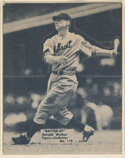 Card 118, Gerald Walker, Tigers, Outfielder (Blue), from the Batter Up series (R318) issued by the National Chicle Gum Company, Issued by the National Chicle Gum Company, Cambridge, Massachusetts, Photolithograph 