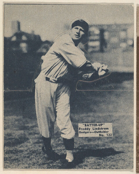 Card 122, Freddy Lindstrom, Dodgers, Outfielder (Blue), from the Batter Up series (R318) issued by the National Chicle Gum Company, Issued by the National Chicle Gum Company, Cambridge, Massachusetts, Photolithograph 