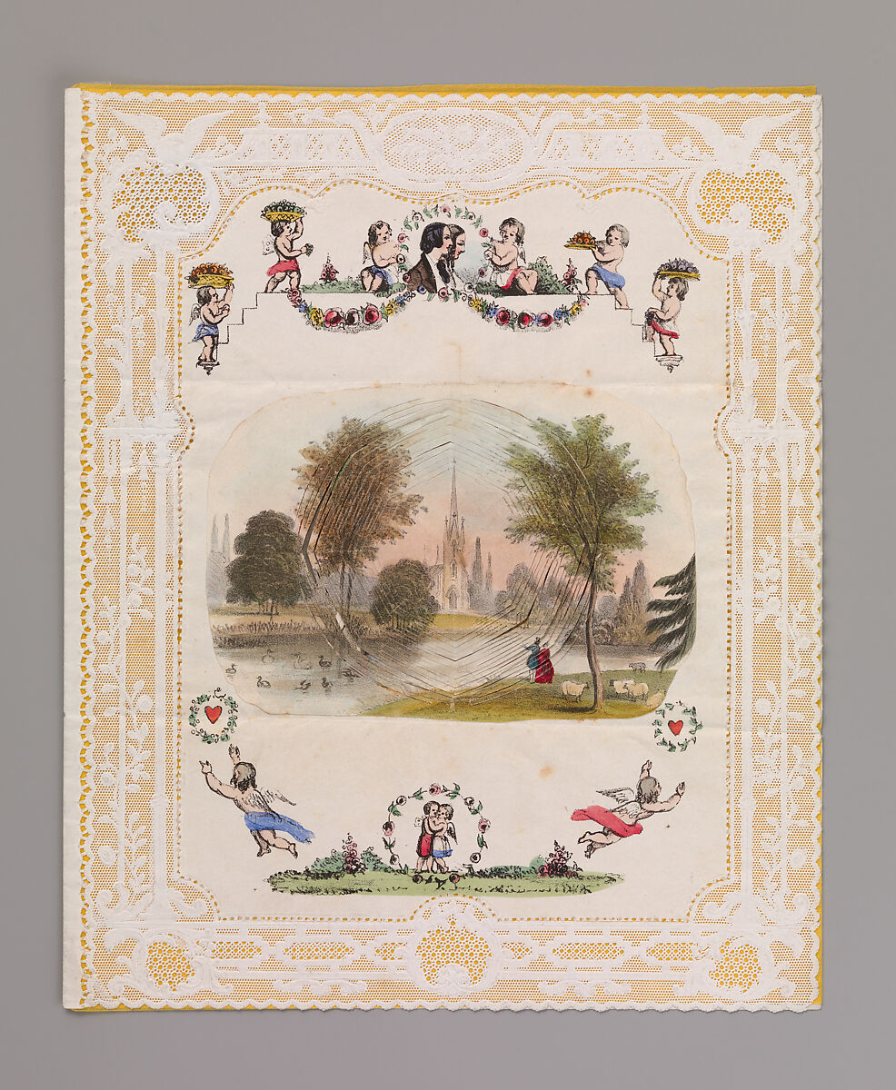 Valentine, Anonymous (British, 19th century), Lithography, watercolor, open-work cameo-embossed paper 