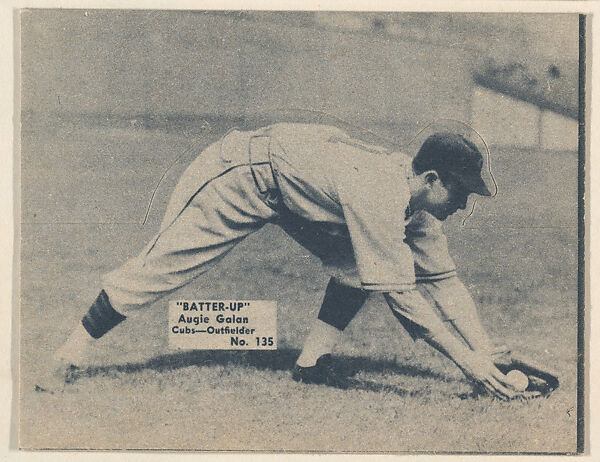 Card 135, Augie Galan, Cubs, Outfielder (Blue), from the Batter Up series (R318) issued by the National Chicle Gum Company, Issued by the National Chicle Gum Company, Cambridge, Massachusetts, Photolithograph 