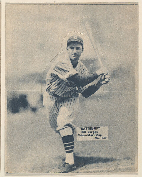 Card 139, Bill Jurges, Cubs, Shortstop (Blue), from the Batter Up series (R318) issued by the National Chicle Gum Company, Issued by the National Chicle Gum Company, Cambridge, Massachusetts, Photolithograph 