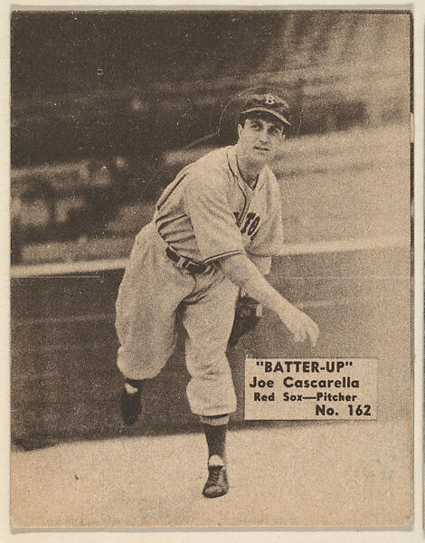 Card 162, Joe Cascarella, Red Sox, Pitcher (Brown), from the Batter Up series (R318) issued by the National Chicle Gum Company, Issued by the National Chicle Gum Company, Cambridge, Massachusetts, Photolithograph