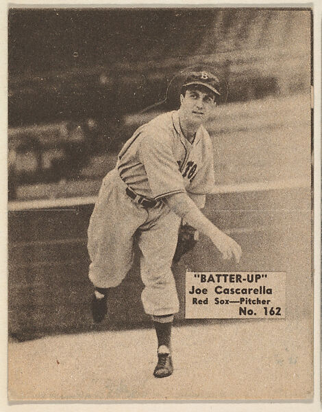 Card 162, Joe Cascarella, Red Sox, Pitcher (Brown), from the Batter Up series (R318) issued by the National Chicle Gum Company, Issued by the National Chicle Gum Company, Cambridge, Massachusetts, Photolithograph 