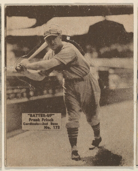 Card 173, Frank Frisch, Cardinals, 2nd Base (Brown), from the Batter Up series (R318) issued by the National Chicle Gum Company, Issued by the National Chicle Gum Company, Cambridge, Massachusetts, Photolithograph 