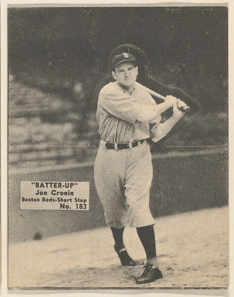 Card 183, Joe Cronin, Boston Reds, Shortstop (Black), from the Batter Up series (R318) issued by the National Chicle Gum Company, Issued by the National Chicle Gum Company, Cambridge, Massachusetts, Photolithograph 