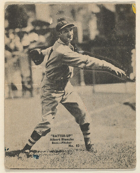 Card 83, Albert Blanche, Bees, Pitcher (Black), from the Batter Up series (R318) issued by the National Chicle Gum Company, Issued by the National Chicle Gum Company, Cambridge, Massachusetts, Photolithograph 