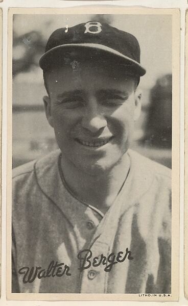 Walter Berger, from the Goudey Wide Pen Premiums series (R314) issued by the Goudey Gum Company, Issued by the Goudey Gum Company, Photolithograph 