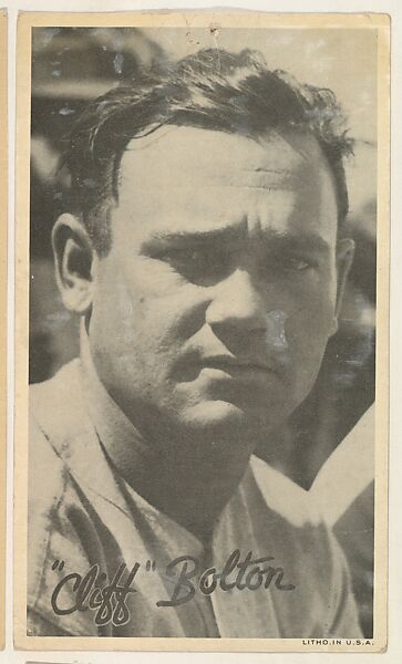 "Cliff" Bolton, from the Goudey Wide Pen Premiums series (R314) issued by the Goudey Gum Company, Issued by the Goudey Gum Company, Photolithograph