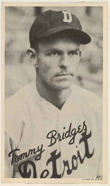 Tommy Bridges, from the Goudey Wide Pen Premiums series (R314) issued by the Goudey Gum Company, Issued by the Goudey Gum Company, Photolithograph 