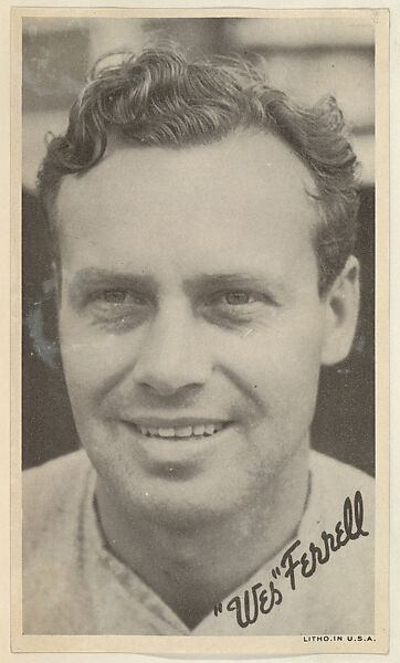 "Wes" Ferrell, from the Goudey Wide Pen Premiums series (R314) issued by the Goudey Gum Company, Issued by the Goudey Gum Company, Photolithograph 