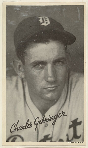 Charles Gehringer, from the Goudey Wide Pen Premiums series (R314) issued by the Goudey Gum Company, Issued by the Goudey Gum Company, Photolithograph 