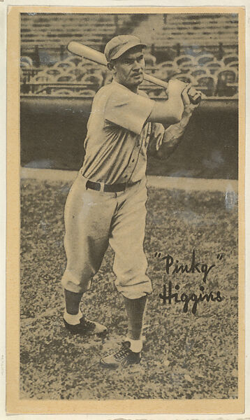 "Pinky" Higgins, from the Goudey Wide Pen Premiums series (R314) issued by the Goudey Gum Company, Issued by the Goudey Gum Company, Photolithograph 