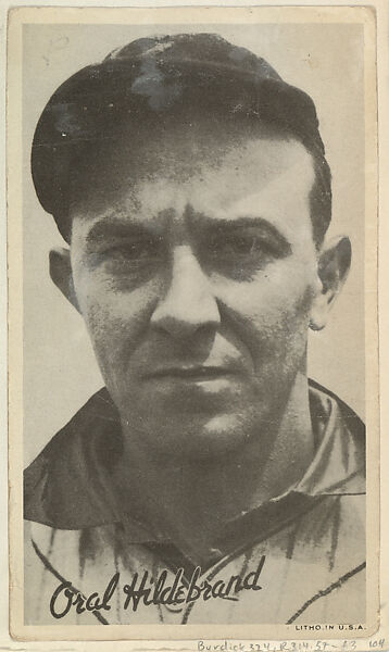Oral Hildebrand, from the Goudey Wide Pen Premiums series (R314) issued by the Goudey Gum Company, Issued by the Goudey Gum Company, Photolithograph 