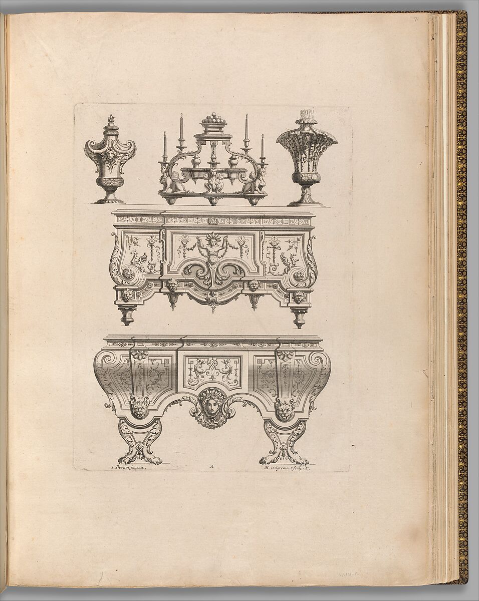 Plate from Ornament Designs Invented by J. Berain (page 71), Jean Berain (French, Saint-Mihiel 1640–1711 Paris), Engraving 