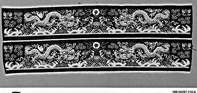 Neckband, Cuffs, for Imperial Woman's Dragon Robe, Silk, metallic thread, paint, China