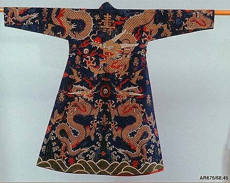 Robe for Lay Aristocrat, Silk, wrapped gold, paper silver, Tibet 