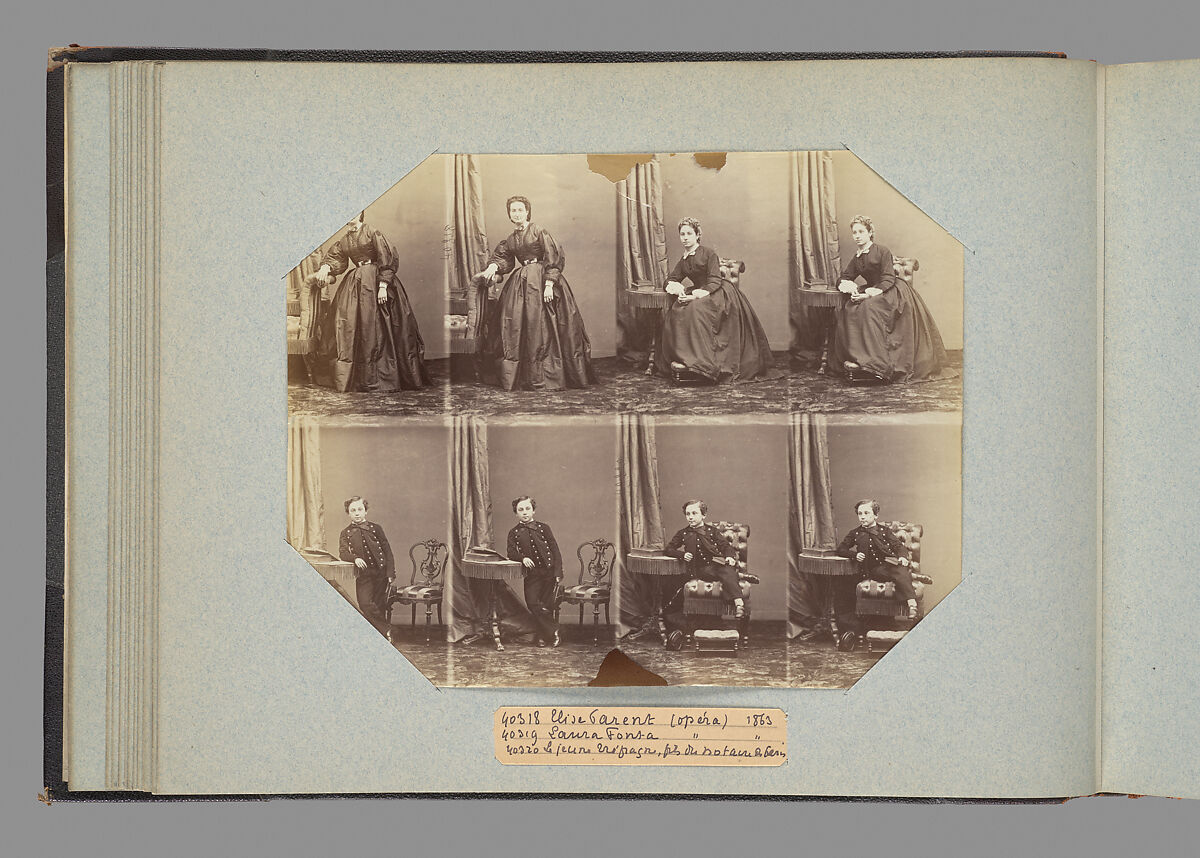 Elise Parent; Laura Fonta; Le jeune [illegible], André-Adolphe-Eugène Disdéri (French, Paris 1819–1889 Paris), Albumen silver print from glass negative 