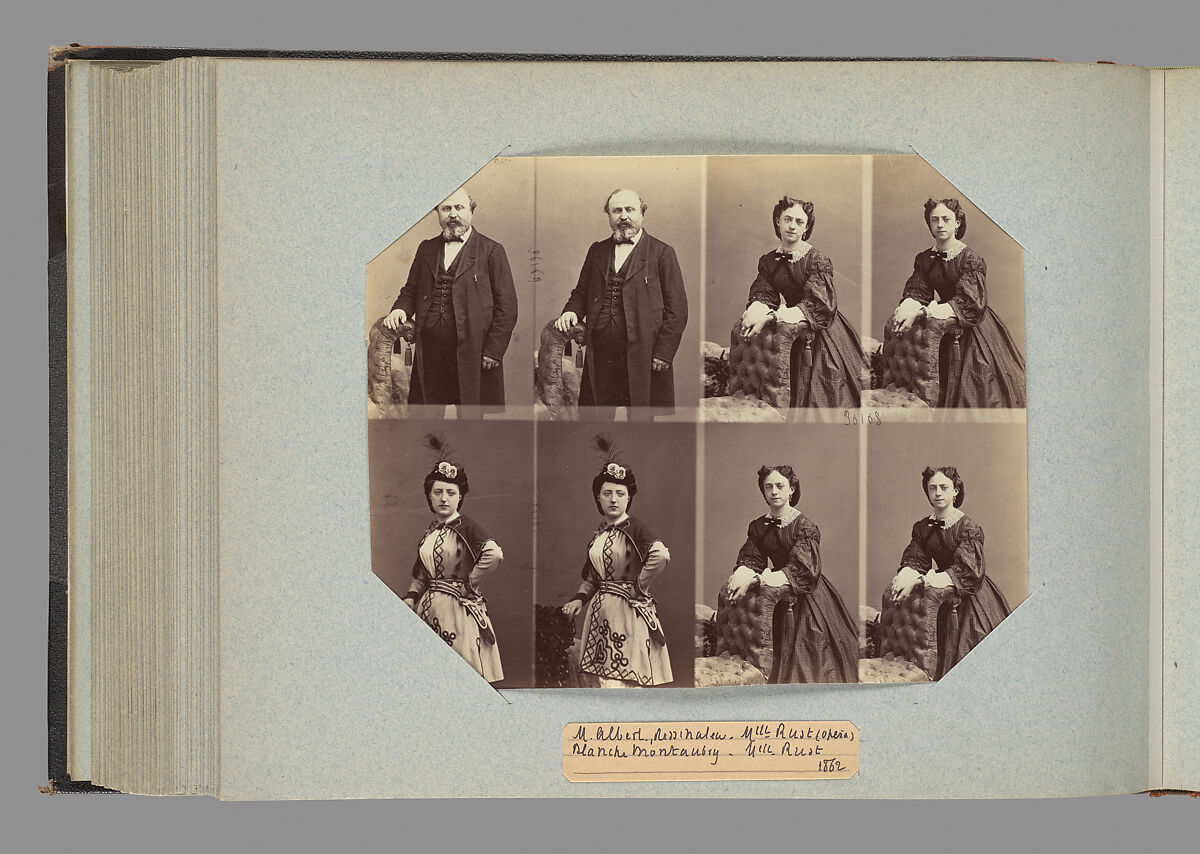 M.Albert; Mlle Rust; Blanche Montaubry, André-Adolphe-Eugène Disdéri (French, Paris 1819–1889 Paris), Albumen silver print from glass negative 