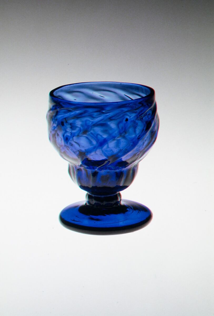 Salt, Blown pattern-molded blue glass, American 