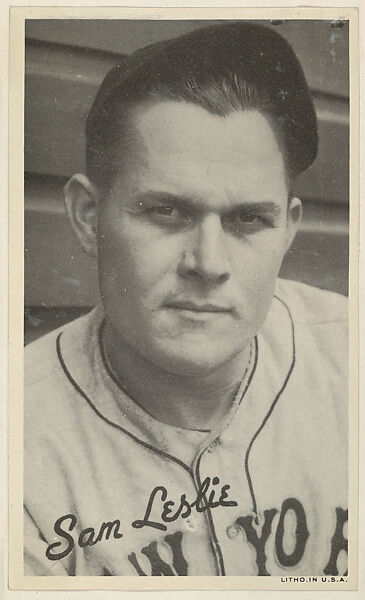 Sam Leslie, from the Goudey Wide Pen Premiums series (R314) issued by the Goudey Gum Company, Issued by the Goudey Gum Company, Photolithograph 
