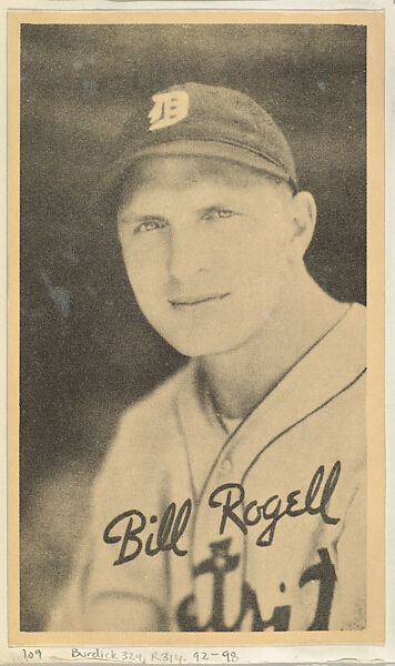 Bill Rogell, from the Goudey Wide Pen Premiums series (R314) issued by the Goudey Gum Company, Issued by the Goudey Gum Company, Photolithograph 