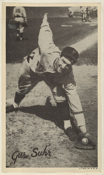 Gus Suhr, from the Goudey Wide Pen Premiums series (R314) issued by the Goudey Gum Company, Issued by the Goudey Gum Company, Photolithograph 