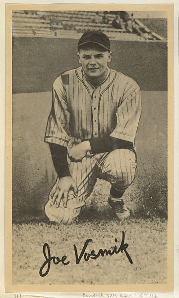 Joe Vosmik, from the Goudey Wide Pen Premiums series (R314) issued by the Goudey Gum Company, Issued by the Goudey Gum Company, Photolithograph 