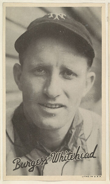 Burgess Whitehead, from the Goudey Wide Pen Premiums series (R314) issued by the Goudey Gum Company, Issued by the Goudey Gum Company, Photolithograph 