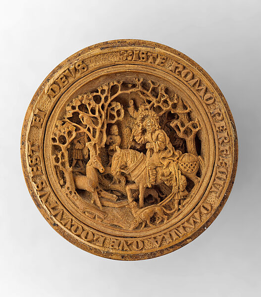 Half of a Prayer Bead with the Vision of Saint Hubert, Boxwood, Netherlandish 