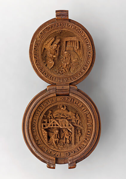 Prayer Bead with the Annunciation and the Nativity, Boxwood, Netherlandish 