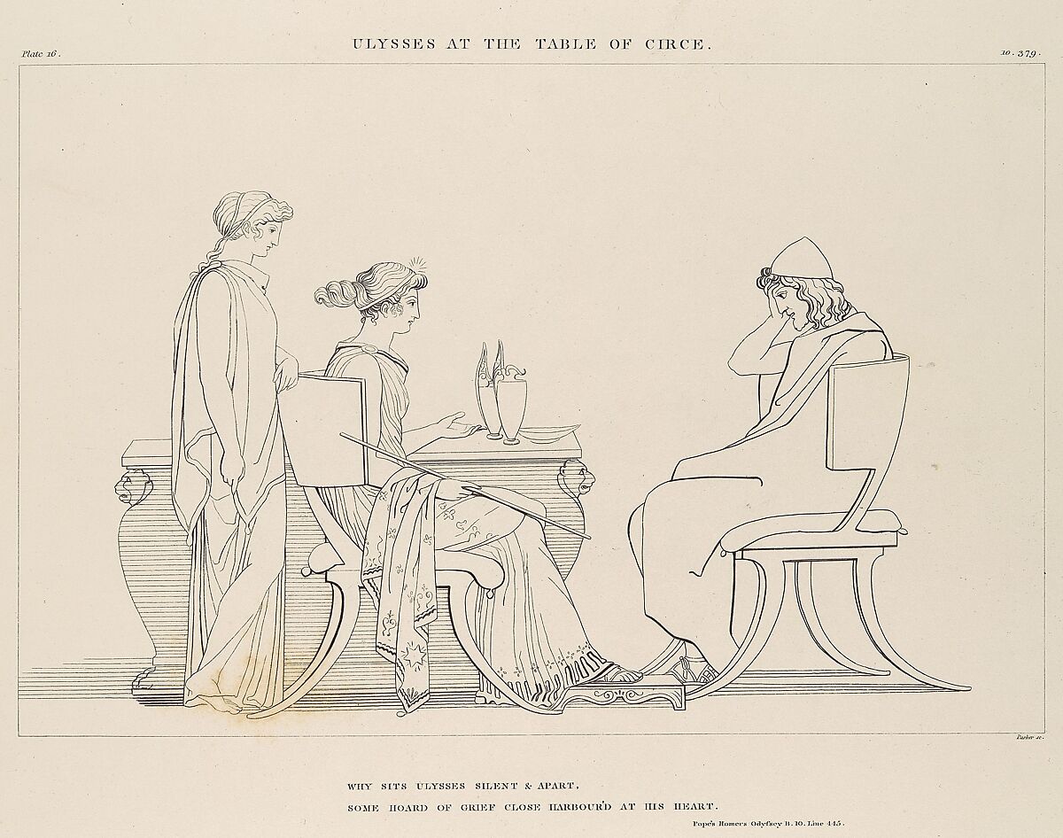Ulysses at the Table of Circe (The Odyssey of Homer), After John Flaxman (British, York 1755–1826 London), Line engraving 