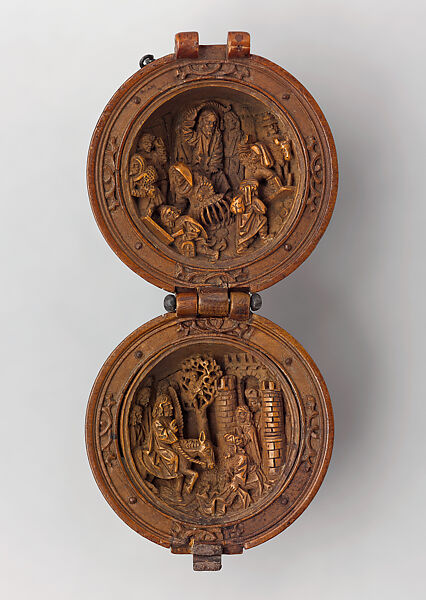 Prayer Bead with the Expulsion of the Money Changers and the Entry into Jerusalem, Boxwood, Netherlandish 