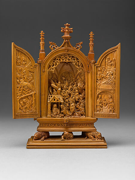 Miniature Altarpiece with the Adoration of the Magi, Boxwood, Netherlandish 