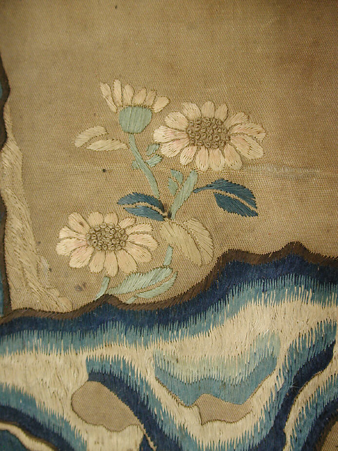 Magnolia, crabapple, and tree peony, Silk embroidery on silk twill, China